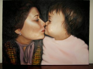 Eskimo Kisses by Maya Trimner Oil Painting of my grandma and I by Maya Trimner