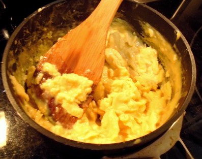 scrambling eggs to add to Chinese Fried Rice