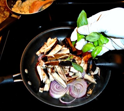 sauteeing vegetables in saucepan sauteeing vegetables in saucepan