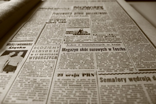 closeup of newspaper print in foreign language